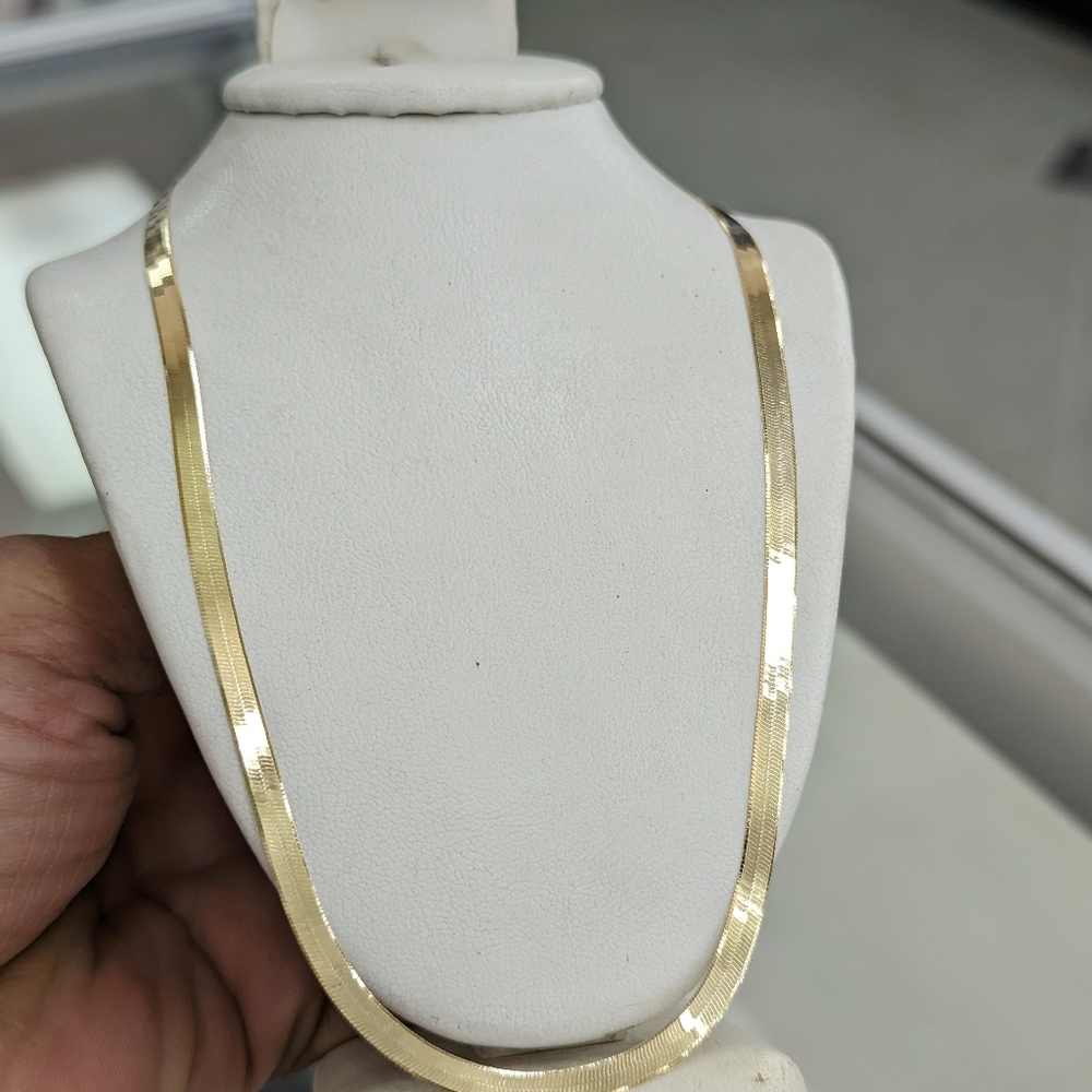 10kt Real Gold Herringbone Chain 3.7mm 16 inches